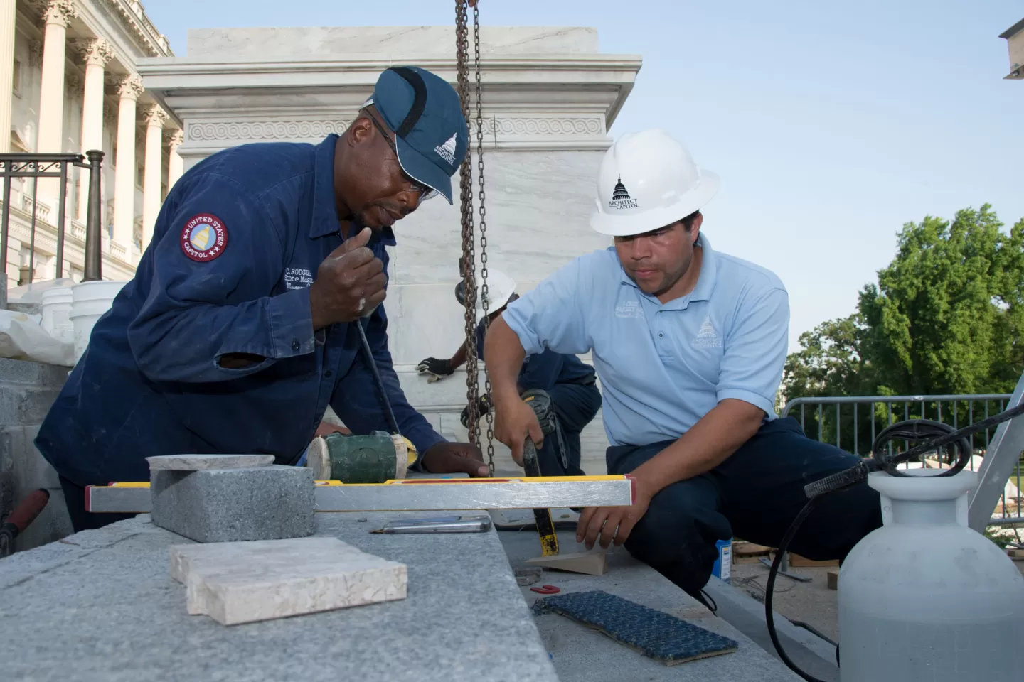 Preservation work on the U.S. Capitol's Olmsted Terrace.