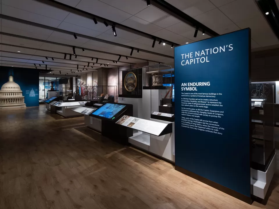 A portion of the new Exhibition Hall in the U.S. Capitol Visitor Center.