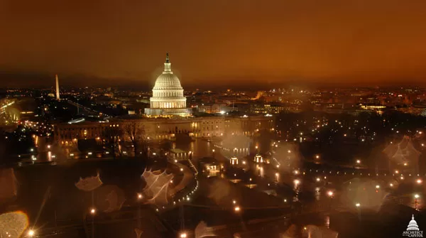 View of the East Front of the U.S. Capitol during winter 2012.