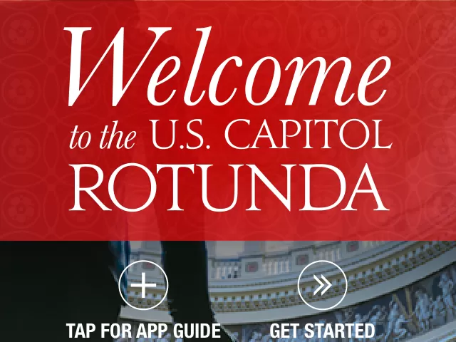 App screenshot. Text: "Welcome to the U.S. Capitol Rotunda"