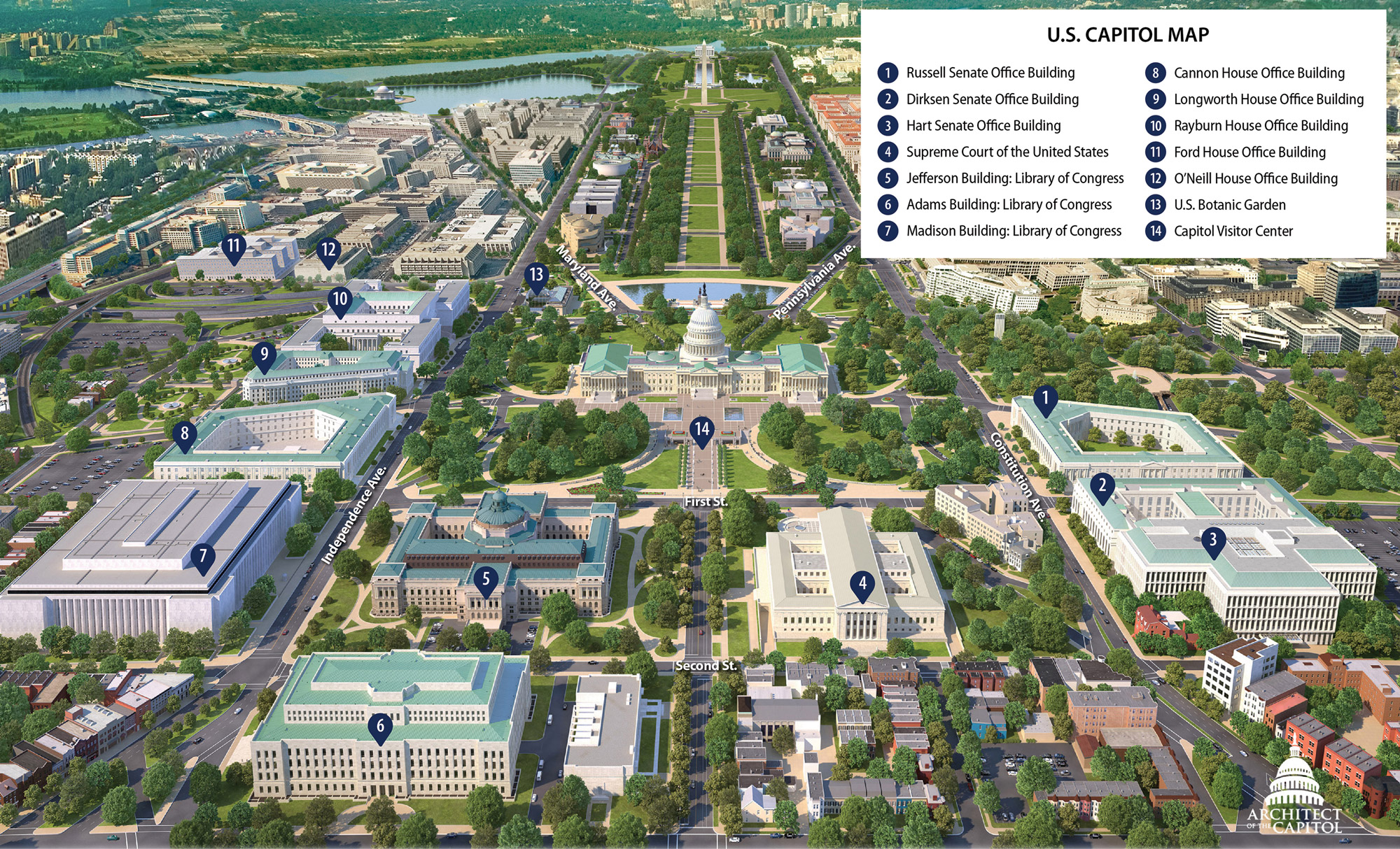 Map Of Capitol Hill Washington Dc Print-Friendly Map Of The Capitol Campus | Architect Of The Capitol