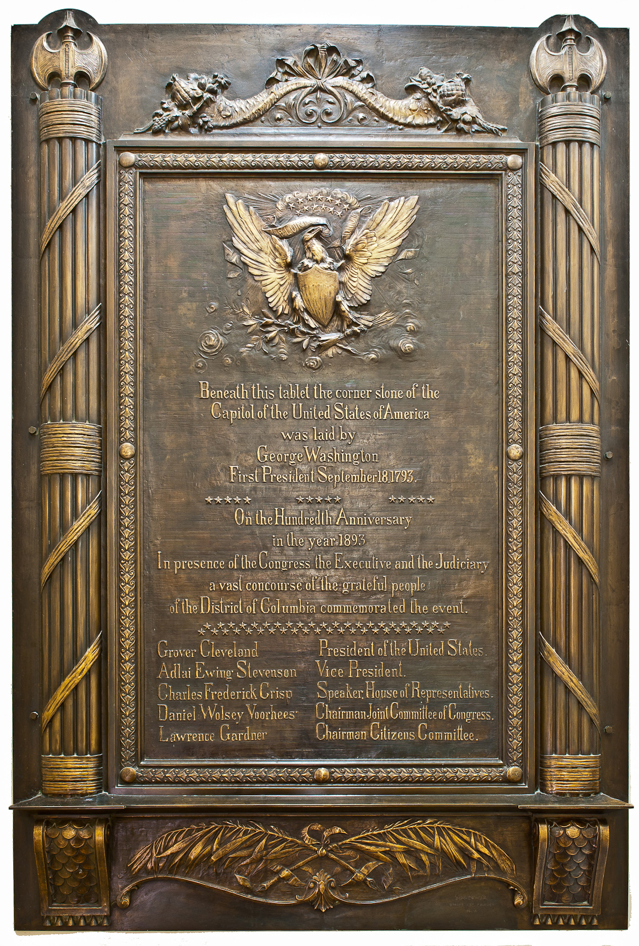 Cornerstone centennial plaque architect of the capitol