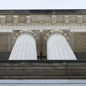Condition of the stone on the Russell Building pre-restoration.