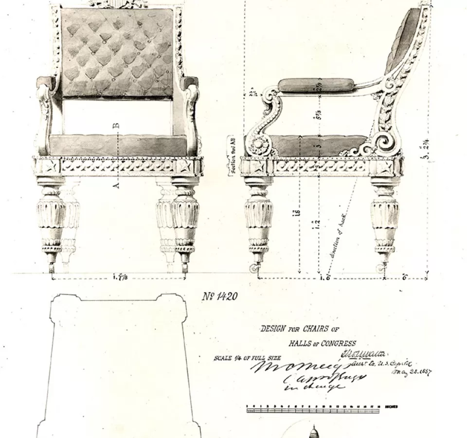 Thomas Ustick Walter's design for the House of Representatives Chamber chairs.