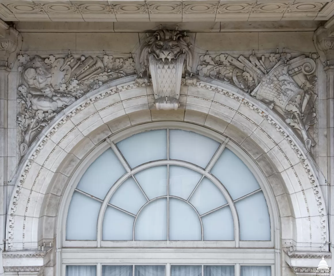Exterior window of the Russell Senate Office Building.