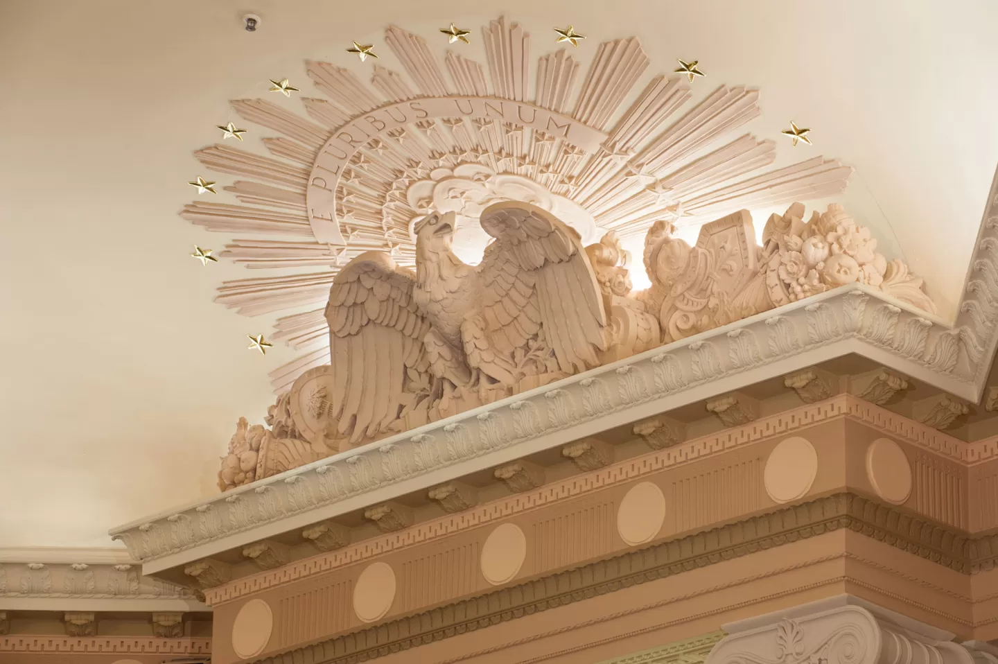 Eagle ornamentation in a committee room of the Longworth House Office Building.