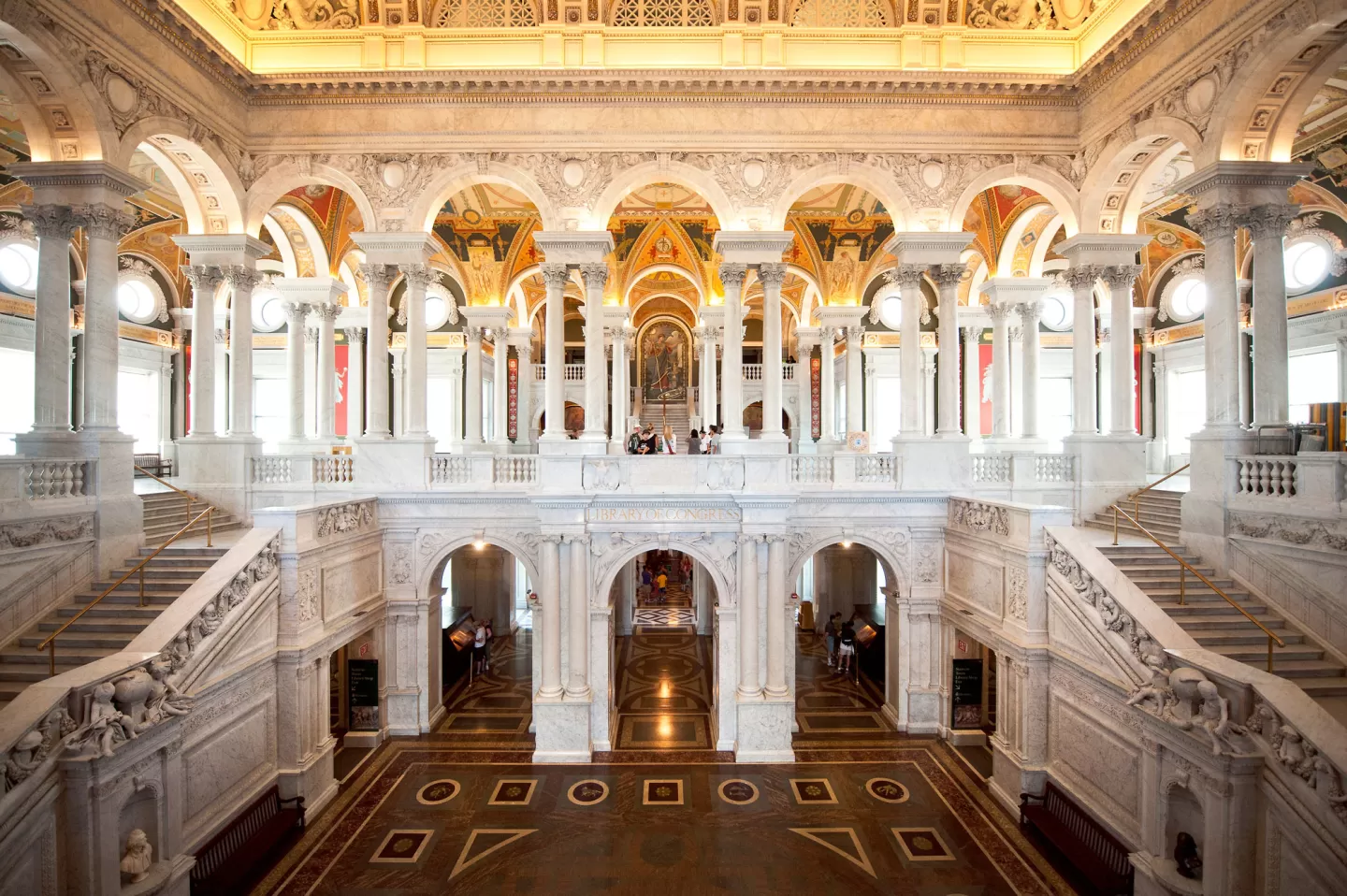 View of the Great Hall in the Library of Congress Thomas Jefferson Building.
