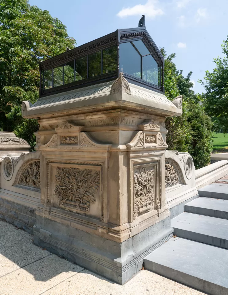 One of the four Olmsted lanterns on the west side of the U.S. Capitol Grounds, restored in 2020.