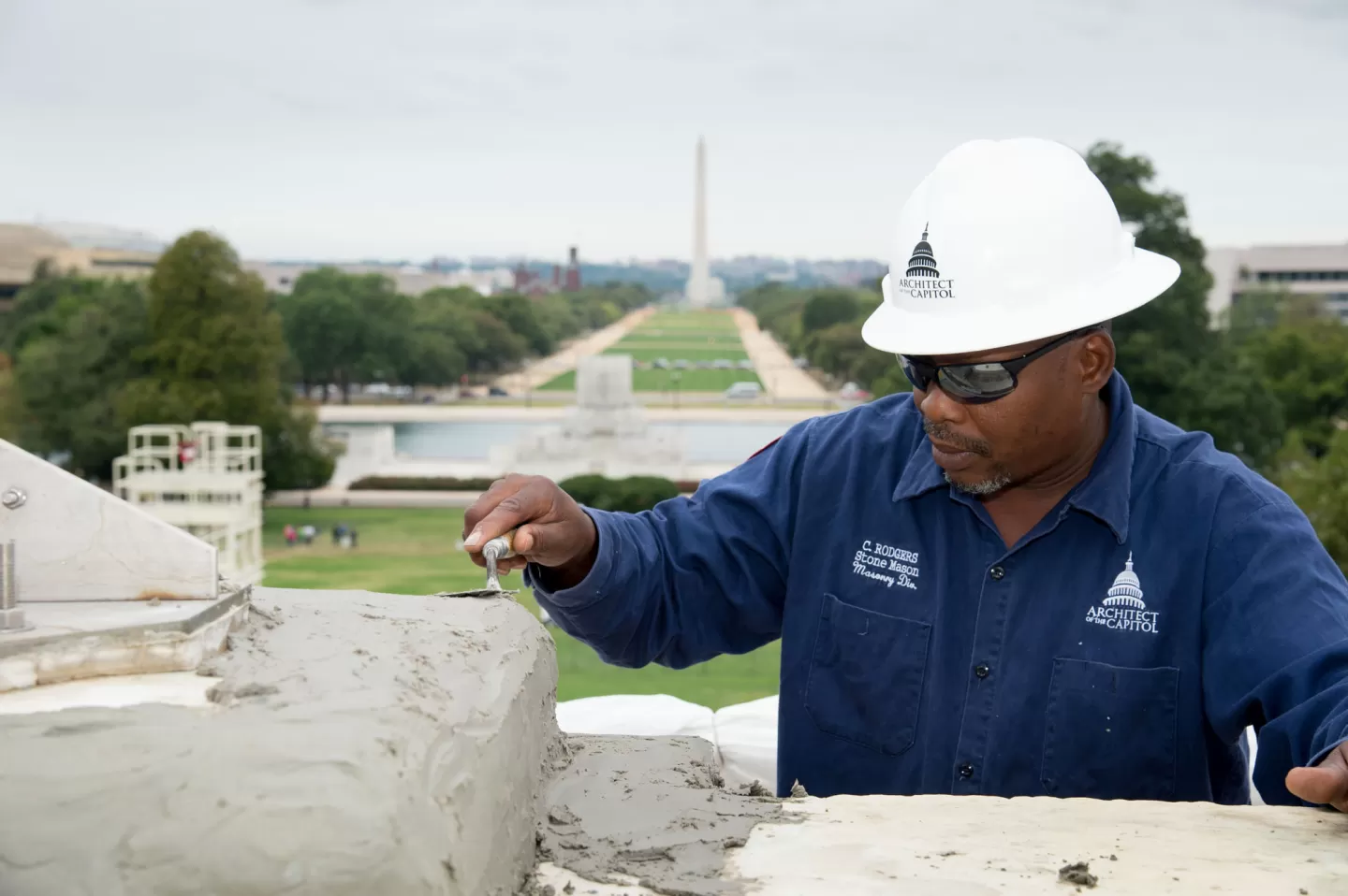 Preservation work on the U.S. Capitol's Olmsted Terrace.