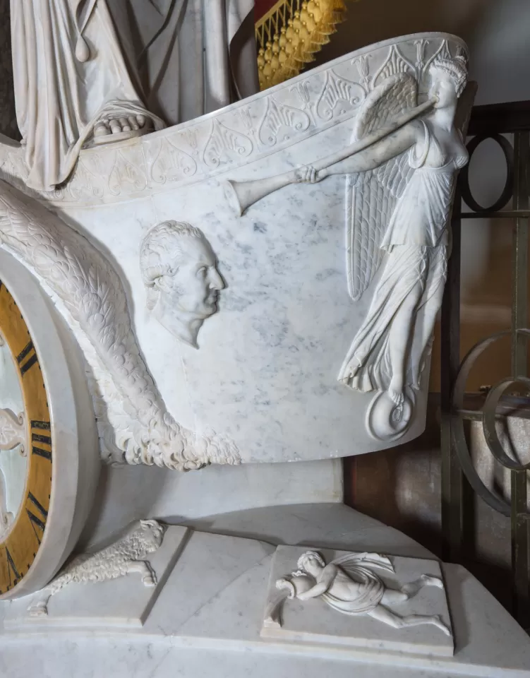 Marble sculpture with detail.