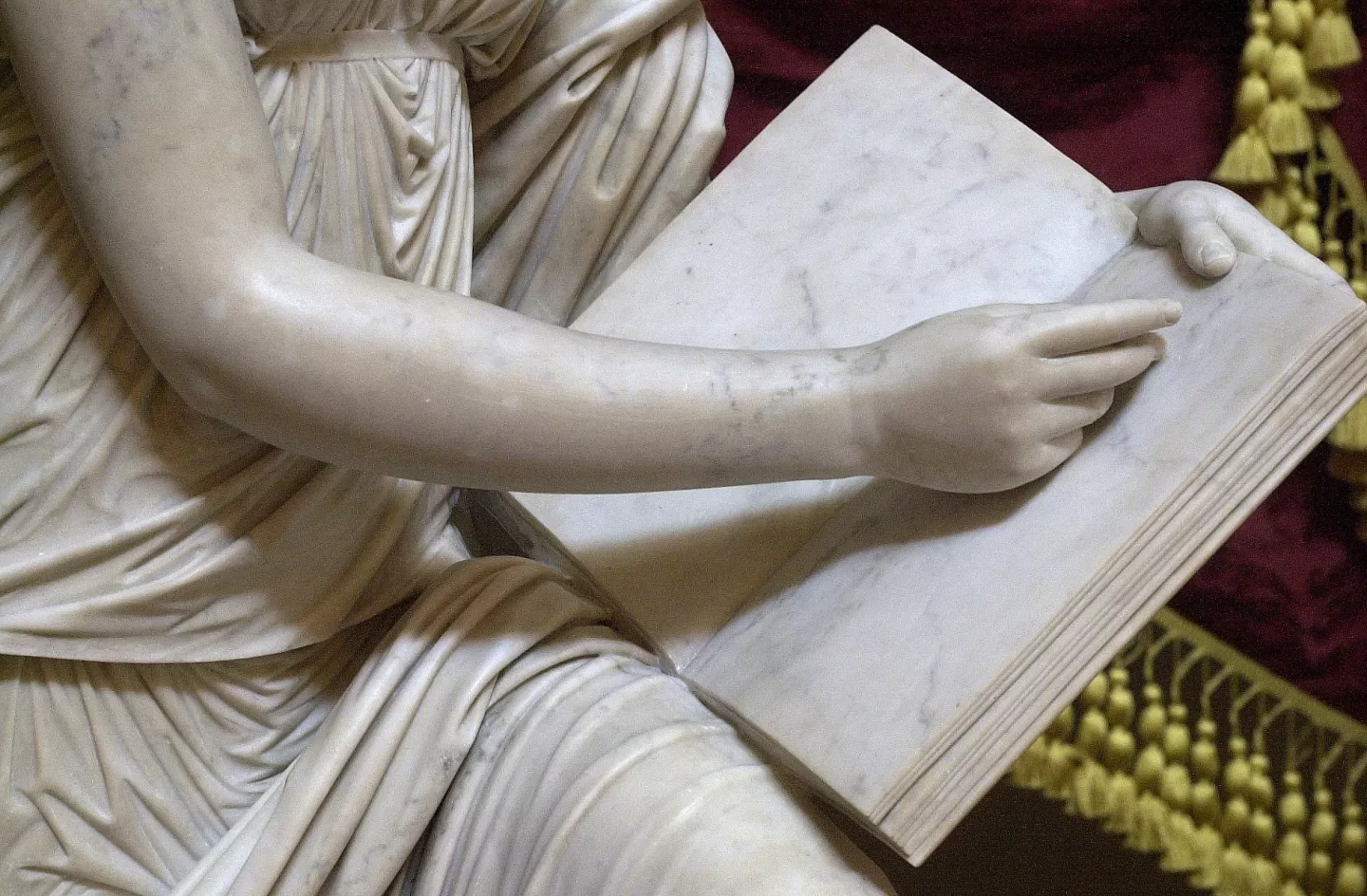 Up close view of statue detail.