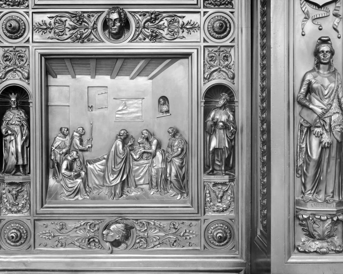 Columbus Doors, Right Valve: Death of Columbus (1506)