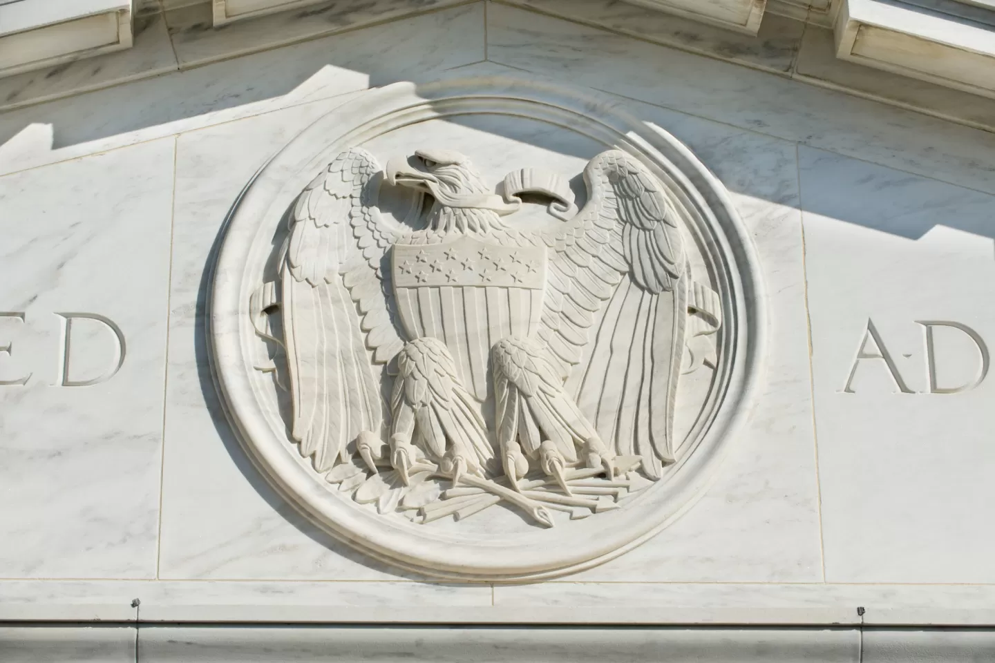 Eagle relief in the west pediment of the Dirksen Senate Office Building.