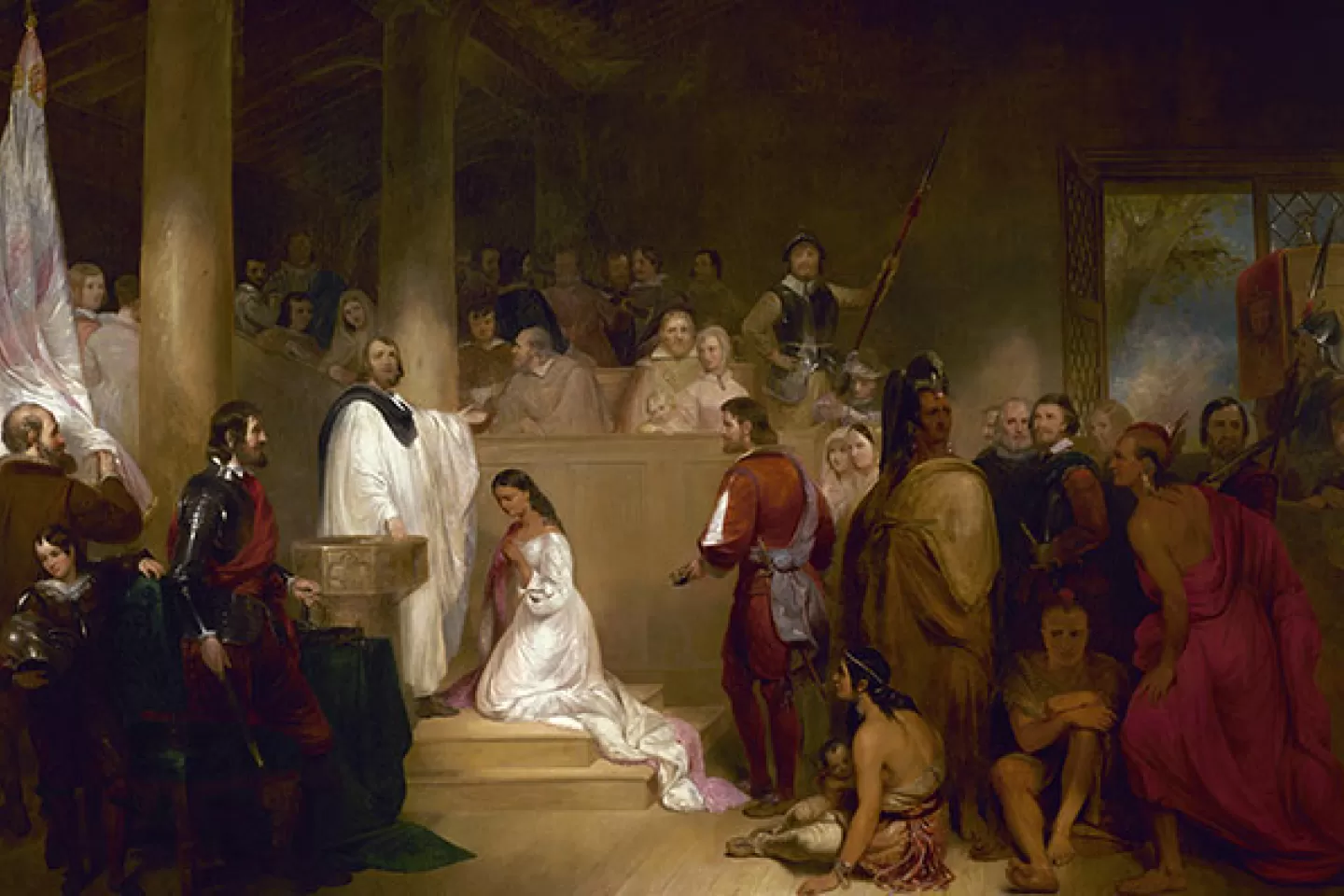 Historic "Baptism of Pocahontas" painting in the U.S. Capitol Rotunda.