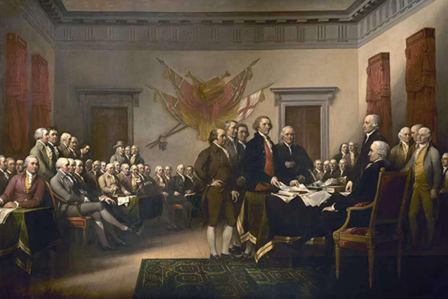 Historic "Declaration of Independence" painting in the U.S. Capitol Rotunda.