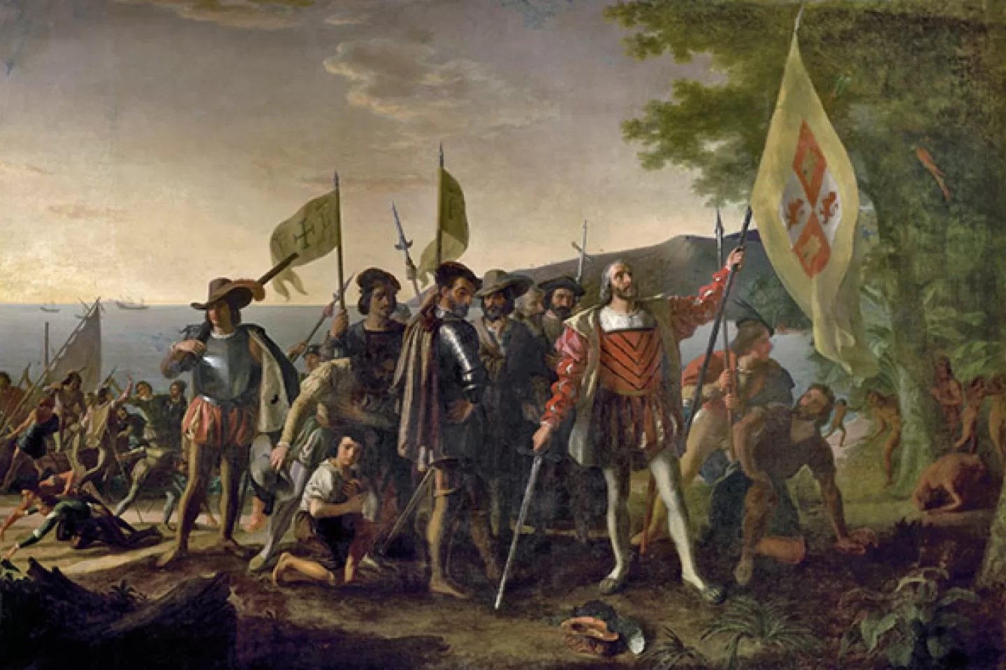 Historic "Landing of Columbus" painting in the U.S. Capitol Rotunda.