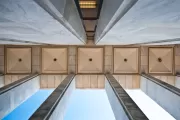 Looking up at the main entrance to the James Madison Building in Washington, D.C.