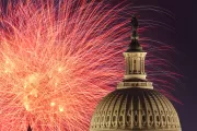 The U.S. Capitol Dome with fireworks on July 4th.