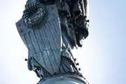 Close-up view of the Statue of Freedom shield.