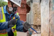 Masonry work at the U.S. Capitol Summerhouse.