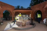 Night masonry work at the U.S. Capitol Summerhouse.