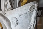 Marble sculpture with detail.