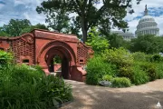 View of the Summerhouse with the U.S. Capitol in the background.