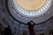 Taking a photo in the U.S. Capitol Rotunda for social media.