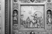 Columbus Doors, Left Valve: Departure from the Convent of La Rábida (1492)