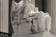 Statue of Contemplation of Justice by James Earle Fraser on the U.S. Supreme Court Building's main steps.