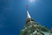 Flagpole on the terrace of the U.S. Supreme Court Building.