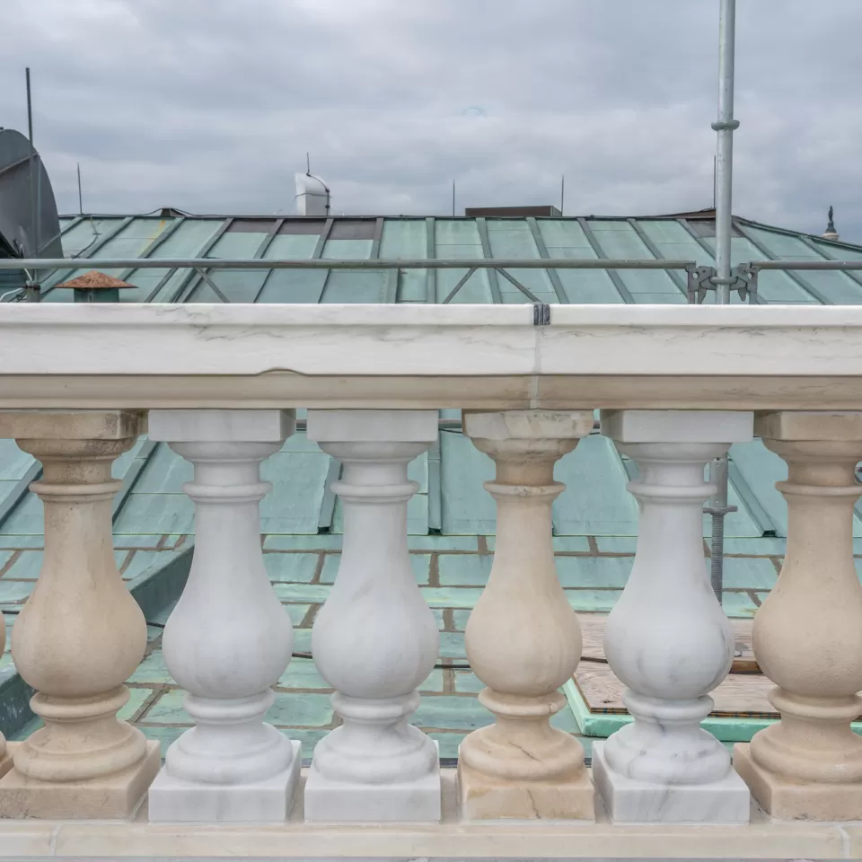 A balustrade at the Russell Senate Office Building.