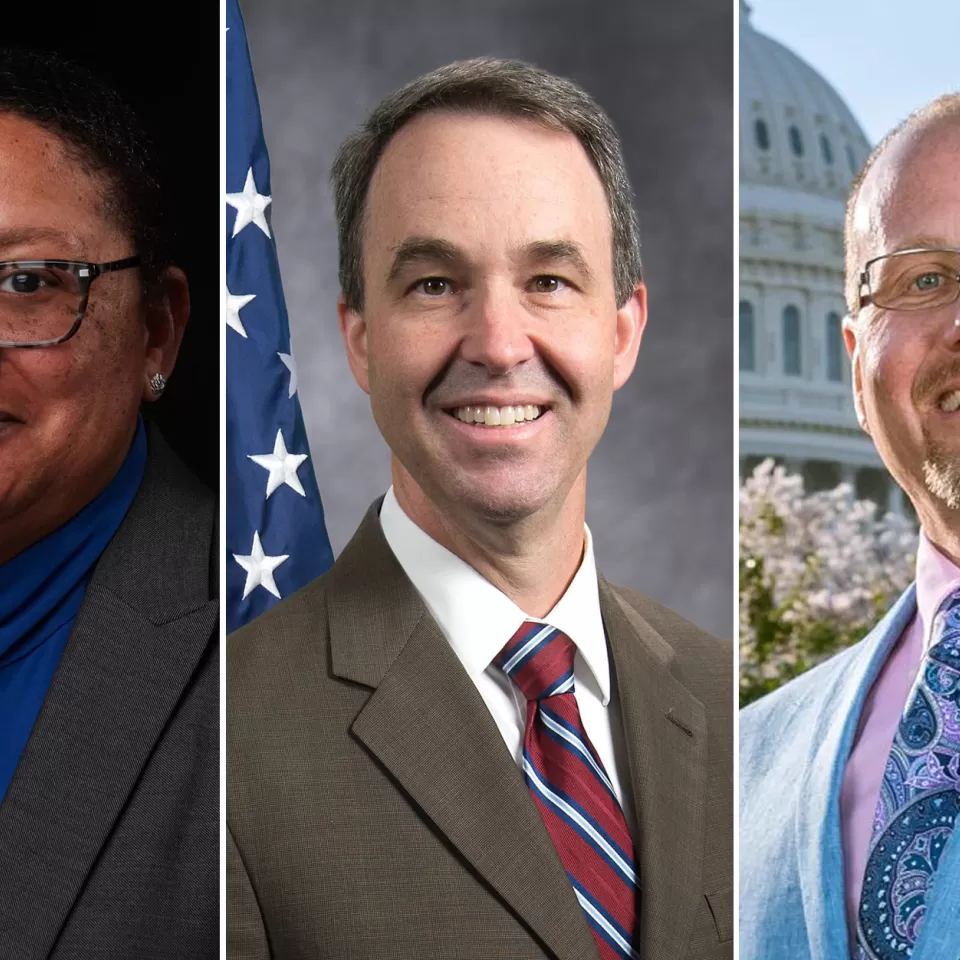 Portraits of Valerie Hasberry, Mark Reed and James Kaufmann.