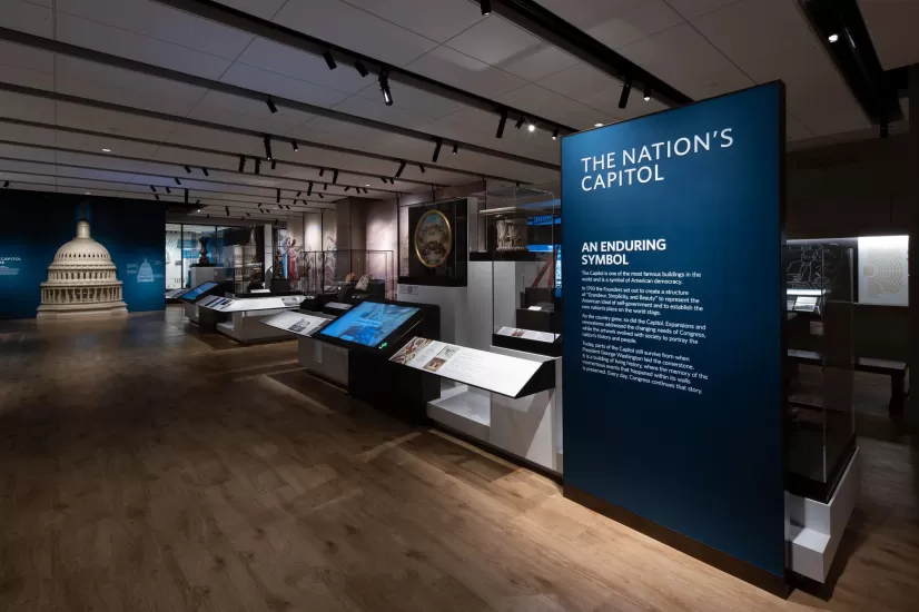 A portion of the new Exhibition Hall in the U.S. Capitol Visitor Center.