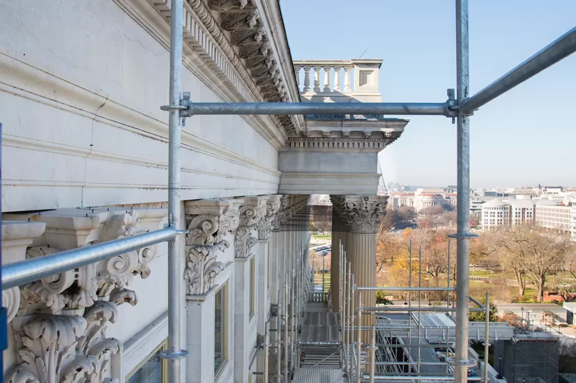 Scaffolding on a building.