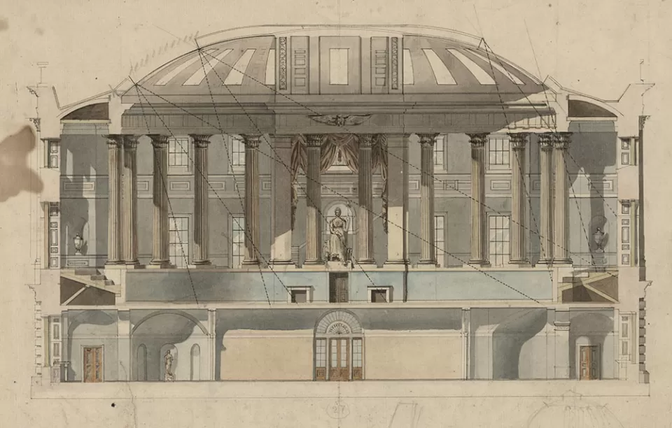 Latrobe drawing of the U.S. Capitol south wing circa 1804.