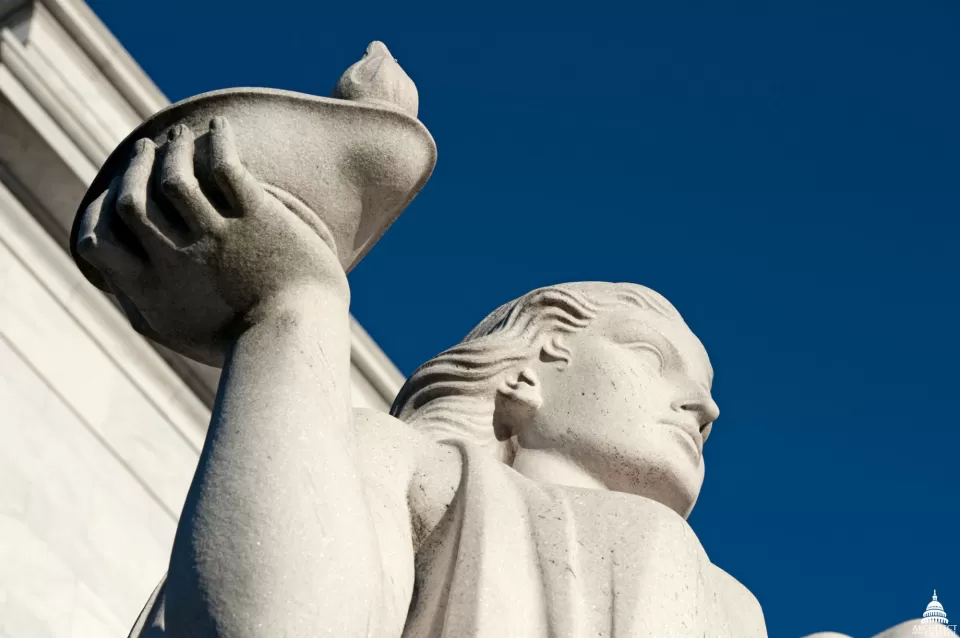 Spirit of Justice sculpture at the Rayburn House Office Building in Washington, D.C.