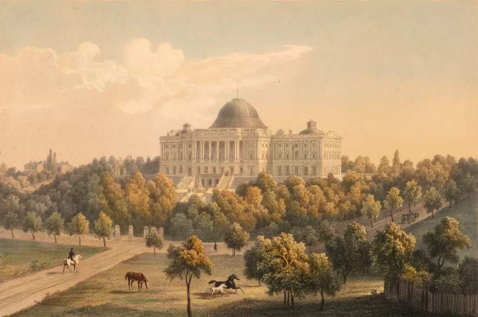 The first dome of the U.S. Capitol, designed by Charles Bulfinch.