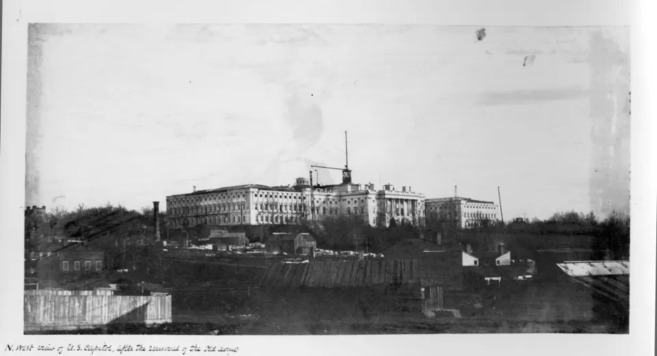 Construction of the new U.S. Capitol dome in 1856.