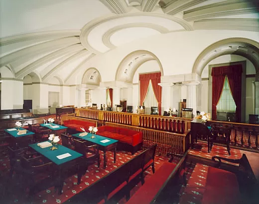 Latrobe’s vaulted ceiling has evoked visual comparisons to a pumpkin or an umbrella.