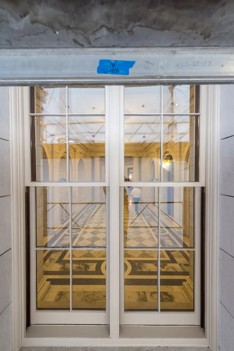 One of the 625 fully restored historic window sashes and frames for the Russell Exterior Envelope Project.