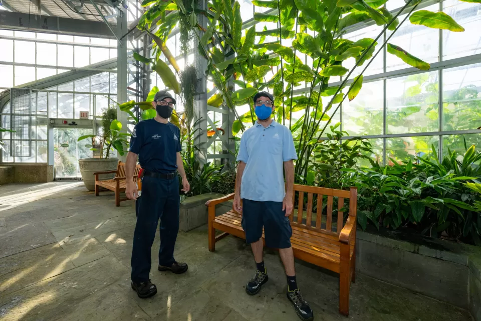 Arborist Stephen Jones and Gardener Benjamin Gutman, who led the renovations in the Tropics house.