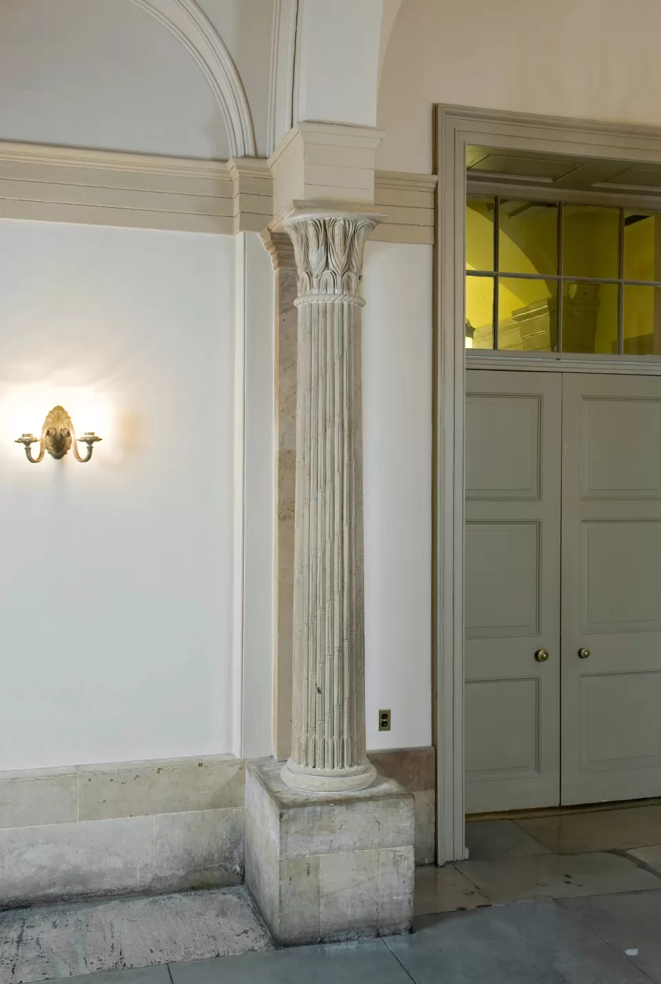 View of a corncob or cornstalk capital column in the U.S. Capitol.
