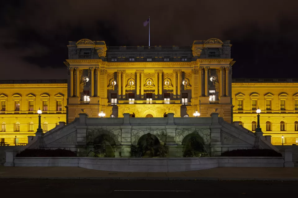 Building at night.