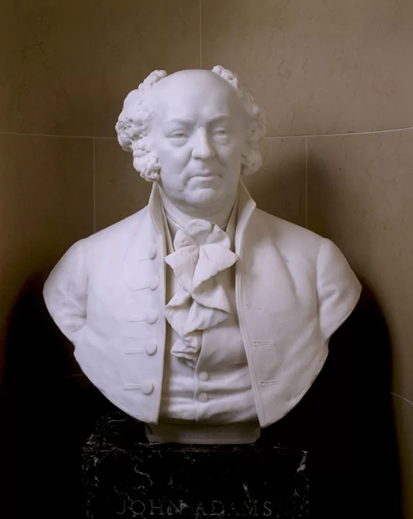 Bust of John Adams in a niche of the U.S. Capitol's Senate Gallery.