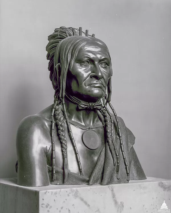 Bust of Chief Be sheekee by Joseph Lassalle in the U.S. Capitol House wing.