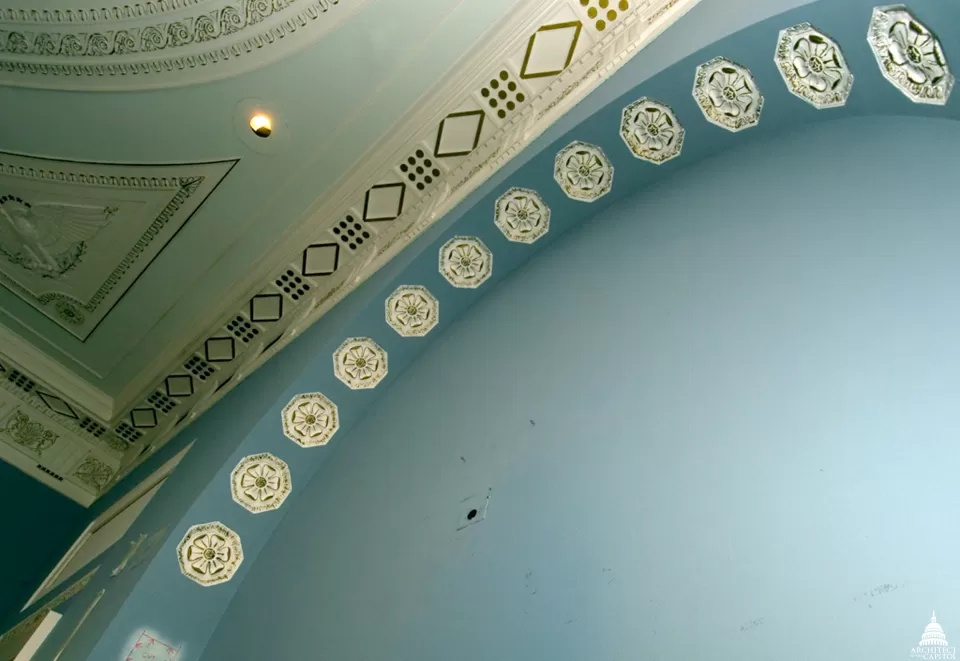Example of decorative ceiling in the Longworth.