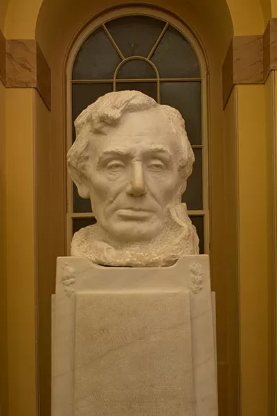 Large bust of Abraham Lincoln in the U.S. Capitol by Gutzon Borglum.