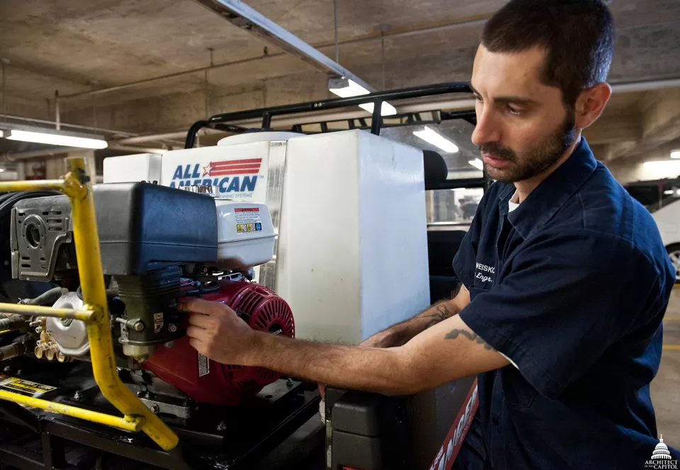 Keeping the House Office Buildings equipment in excellent shape is the job of the Industrial Mechanics shop