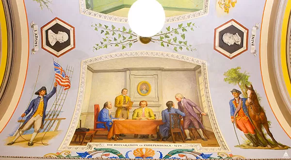 "The Declaration of Independence, 1776" scene from The Great Experiment Hall of Cox Corridors.